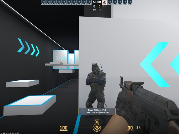 CS2-estejuoksurata Aim and Run 2 Logitech -workshop-kartalla